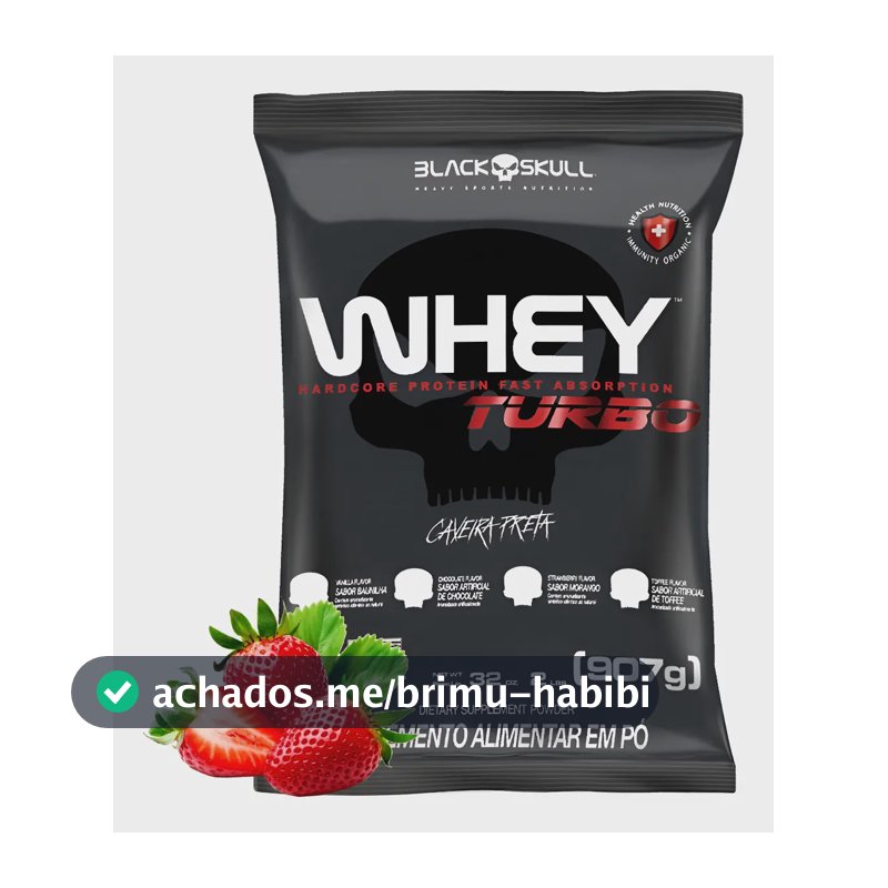 Super Whey Protein Turbo Hipercalórico Black Skull Pharma Proteina Maltodextrina Refill Sabor Morango