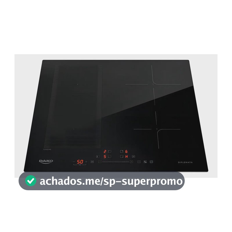 Cooktop De Indução 4 Bocas Dako Diplomata com Zona Flexível e Função Turbo Preto
