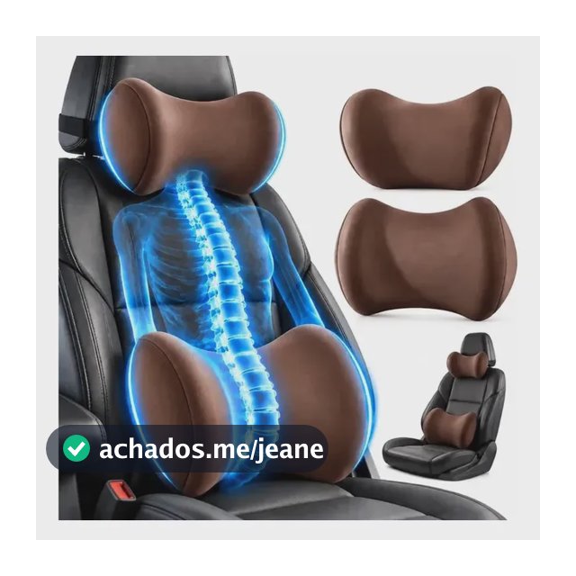 Kit Conjunto Almofada Pescoço + Encosto Lombar Carro Assento