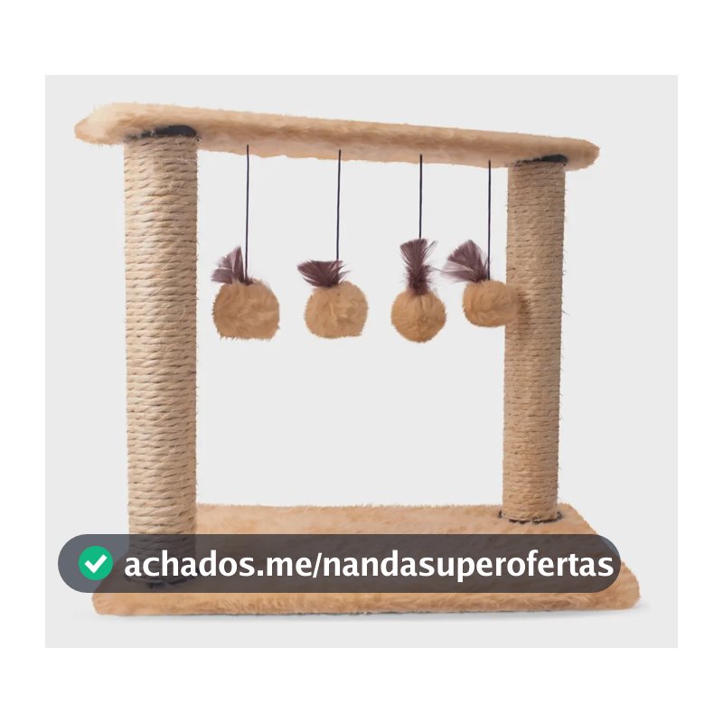 Arranhador Para Gatos Poste Com Brinquedo Gato Exclusivo Cor Bege