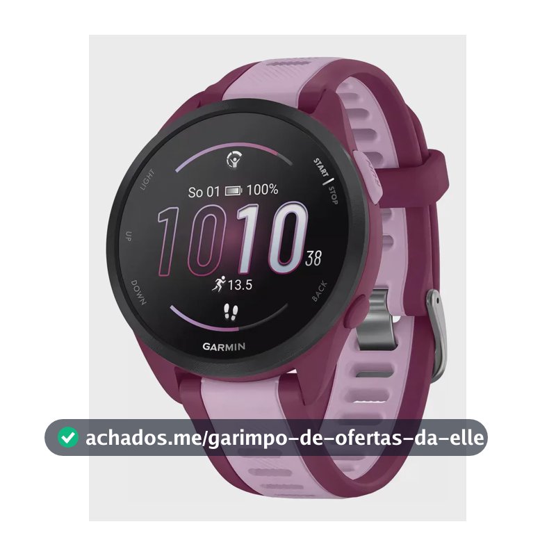 Relógio Garmin Forerunner 165 Music Amoled Preto () Pulseira Granada/ Roxo