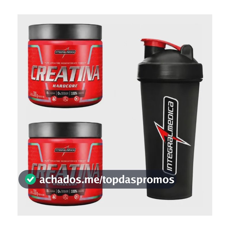 Kit 2 Creatina Integralmedica 300g + Coqueteleira 600ml Neutro