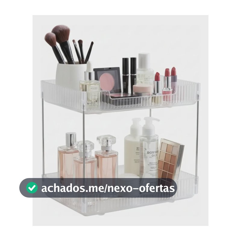 Organizador Cosméticos Maquiagem E Perfumes 2 Andares Luxo Transparente