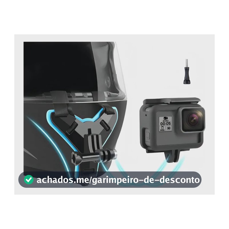 Kit Suporte Para Capacete De Moto Câmera Gopro Celular Gopro Preto Fosco