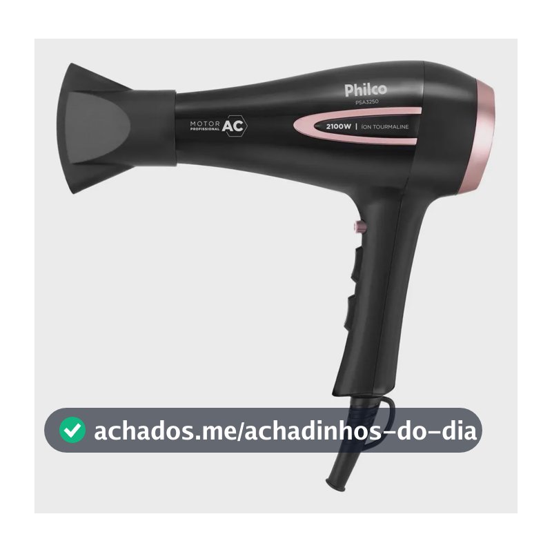Secador De Cabelos Philco Psa3250 Íons Tourmaline 2100w Cor Preto