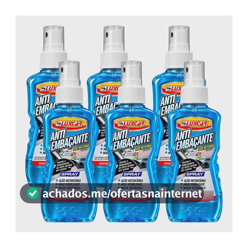 Kit 6 Antiembaçante Spray Luxcar 110ml Vidros Automotivos