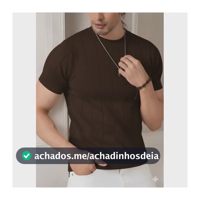 Blusa Masculina Básica Manga Curta Canelada Tricot Modal