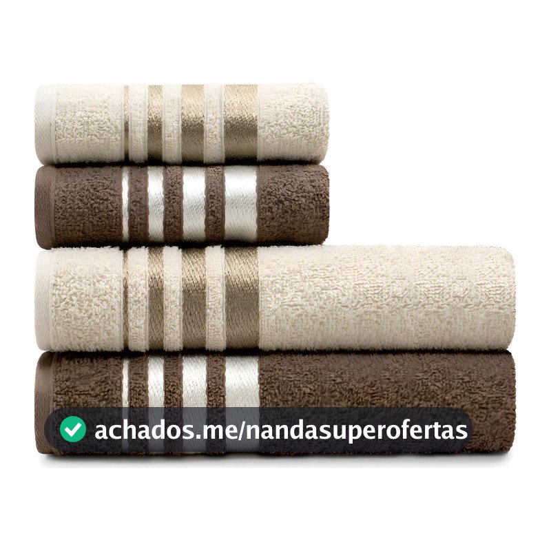 Jogo Toalhas De Algodão 4 Peças Banho E Rosto Bege Marrom Karsten