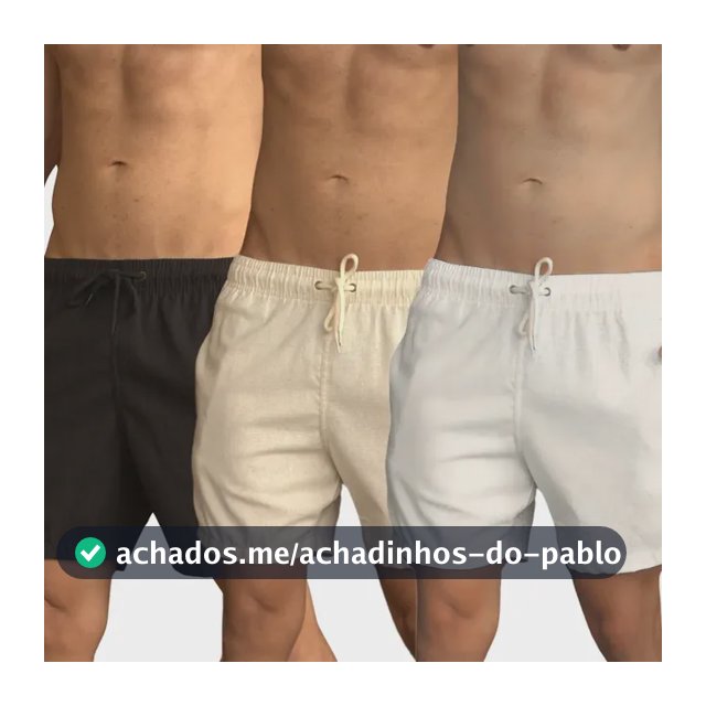 Kit 3 Bermudas Linho Masculino Mauricinho Bolso Verdugo slim