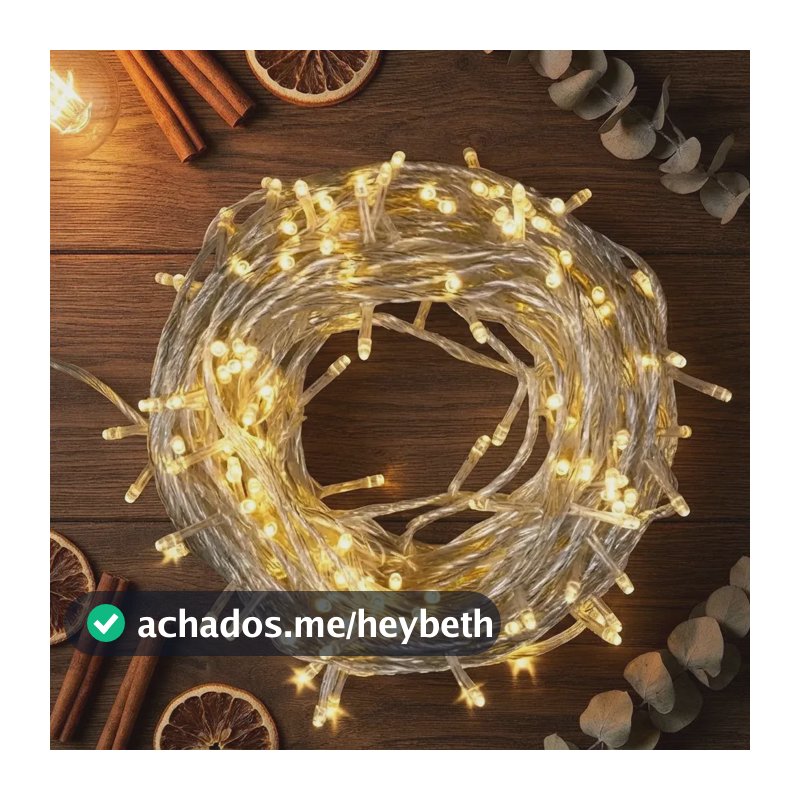 Cordão Pisca Pisca Lph 10m 100 Leds Fio Transparente 8 Funções P/ Árvore Natal Luz Decoração Cor Das Luzes Branco Quente 110