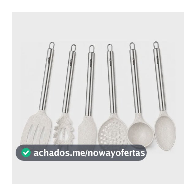 Kit Utensílios De Cozinha Silicone Cabo Inox Brinox Vanilla