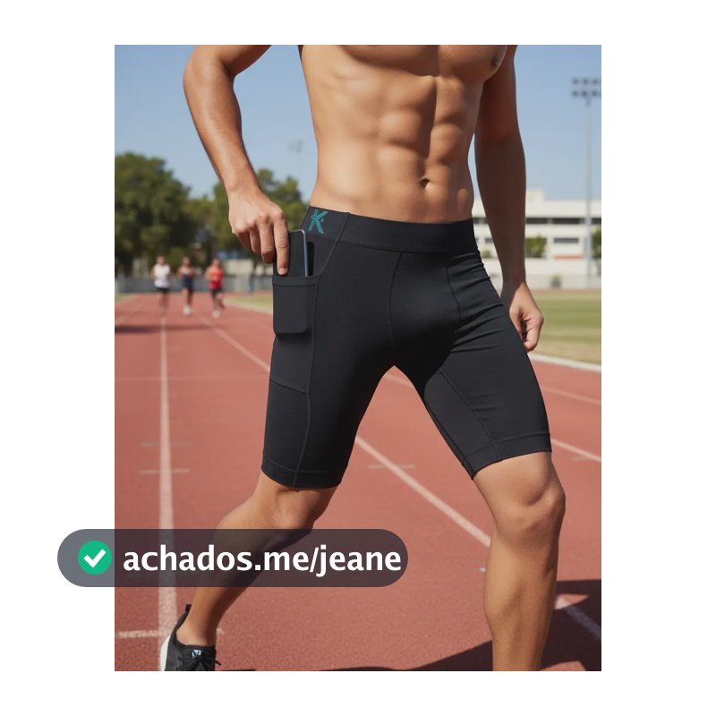Bermuda Térmica Keeper Com Bolso Short Corrida Compressão Preto G