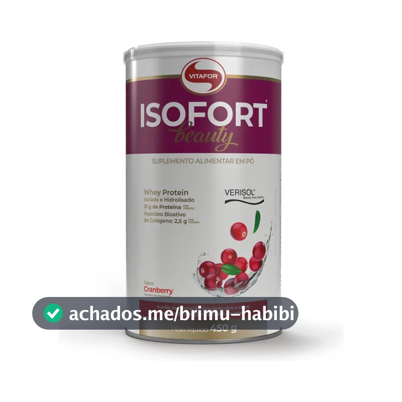 Whey Protein Vitafor Isofort Beauty Isolado e Hidrolisado Cranberry 450 g