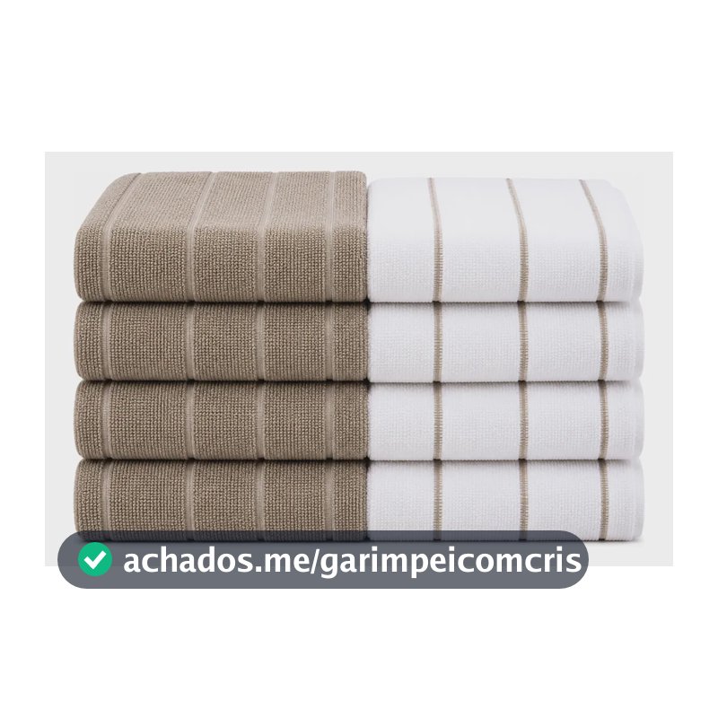 Kit 8 Pano De Copa Prato Guardanapo Luxo Felpudo Atoalhado Bege Xadrez E Listras