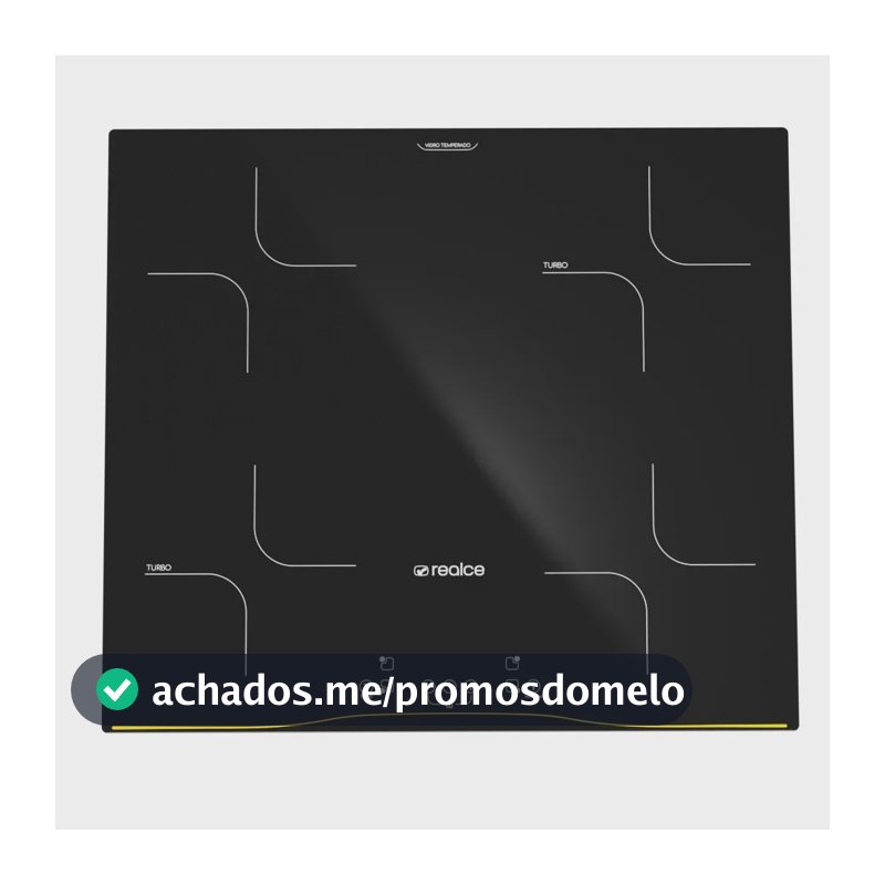 Cooktop de Indução 4 Bocas com Função Turbo, Timer e Painel Touch Cor Preto - Realce
