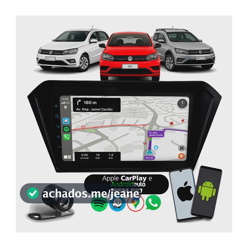 Kit Multimídia 9 Carplay Moldura Câmera Ré Saveiro 2016-2024
