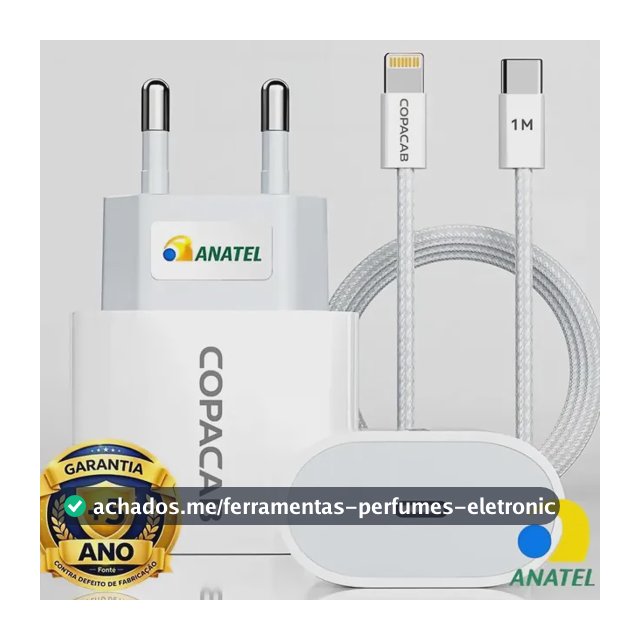 Carregador Celular Turbo 30w Usb C Para iPhone Com Cabo 1/2m Fonte 30w | C-lightning | 1m