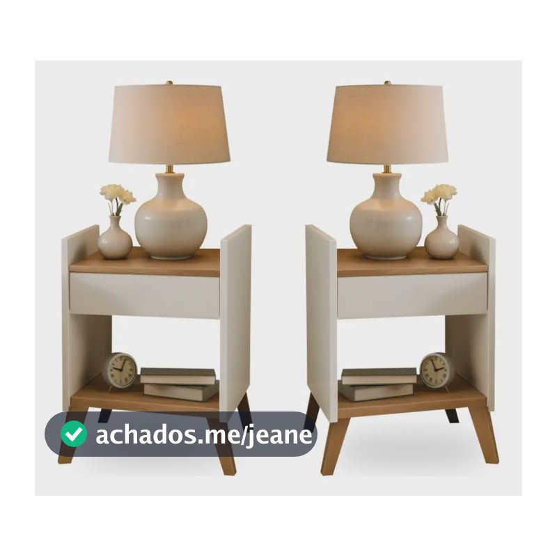 Kit 2 Mesas De Cabeceiras Para Quarto Retrô Pé De Madeira