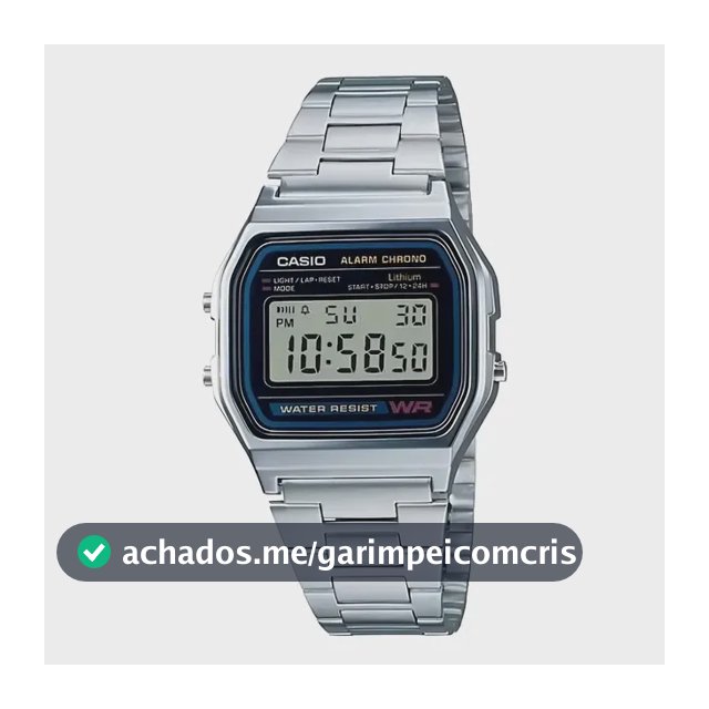 Relógio Unissex Casio Digital Esportivo A158wa-1df Prata Retrô Vintage Pulseira em Aço Inoxidável