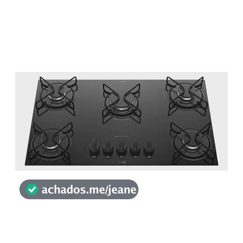 Cooktop 5 Bocas Atlas Agile Up Com Mesa De Vidro A Gás Preto Bivolt