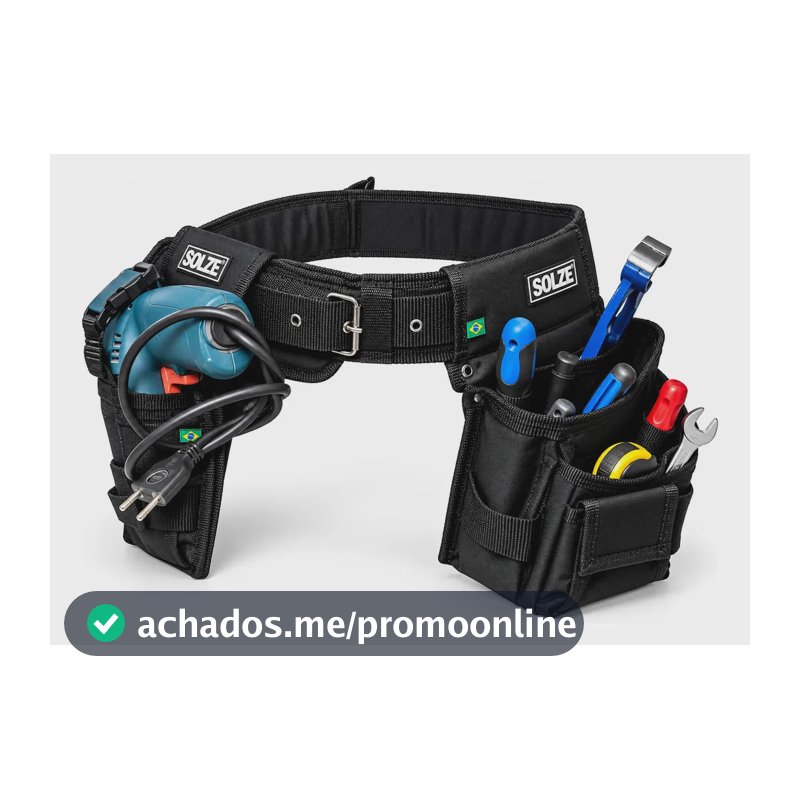 Cinto Duplo Preto Solze Porta Parafusadeira Para Ferramentas Preto