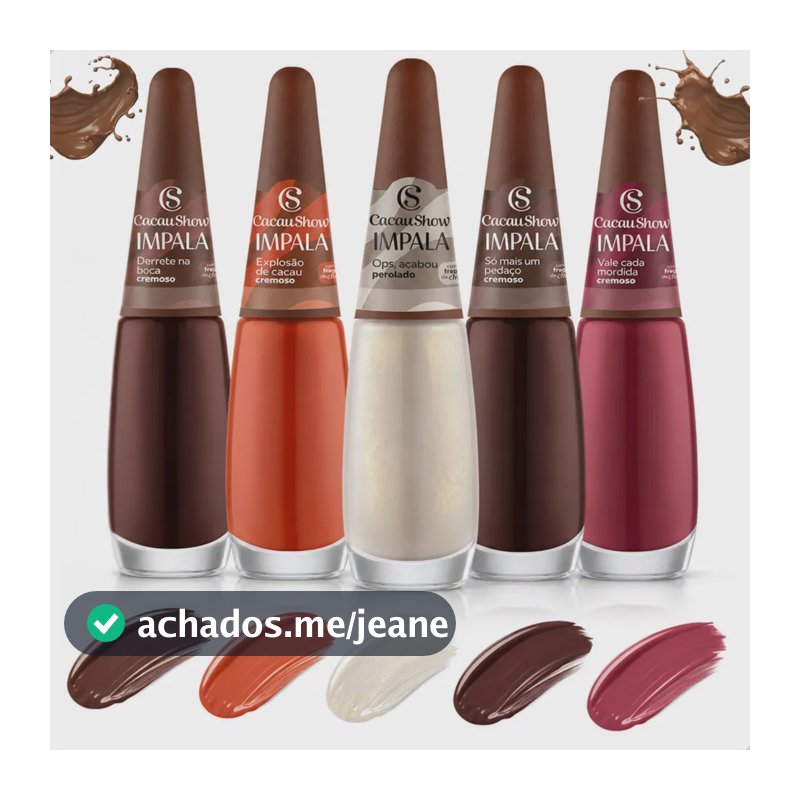 Kit Esmalte Impala Cacau Show Coleção Completa 5 Cores Esmaltes
