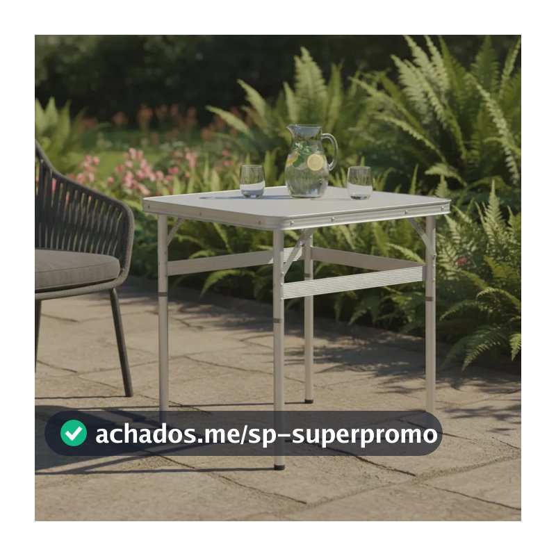 Mesa Vira Maleta Alumínio Com Alça Portátil 60x45cm Para Camping Pesca Jardim Área Externa Ou Interna Salão De Festas Gourmet Cor Branco