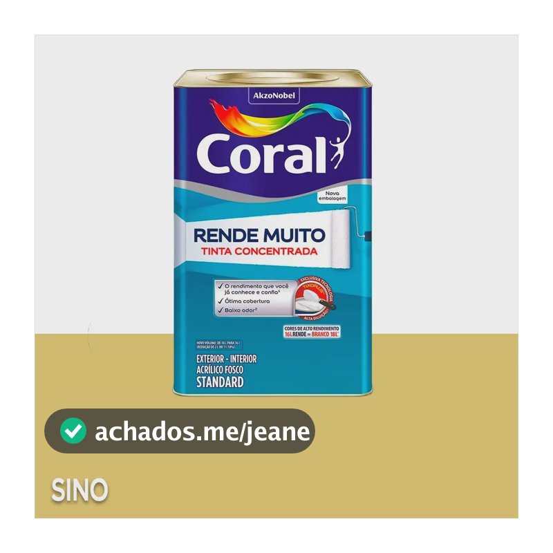 Tinta Acrílica Para Parede Fosca Rende Muito Coral 16 L Acabamento Mate Cor Sino