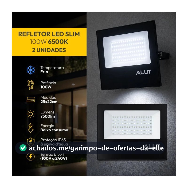 Kit 2 Refletor Led 100w 6500k Branco Frio A Prova D'água Alut Cod: Alut000701-2 Alut By Avant