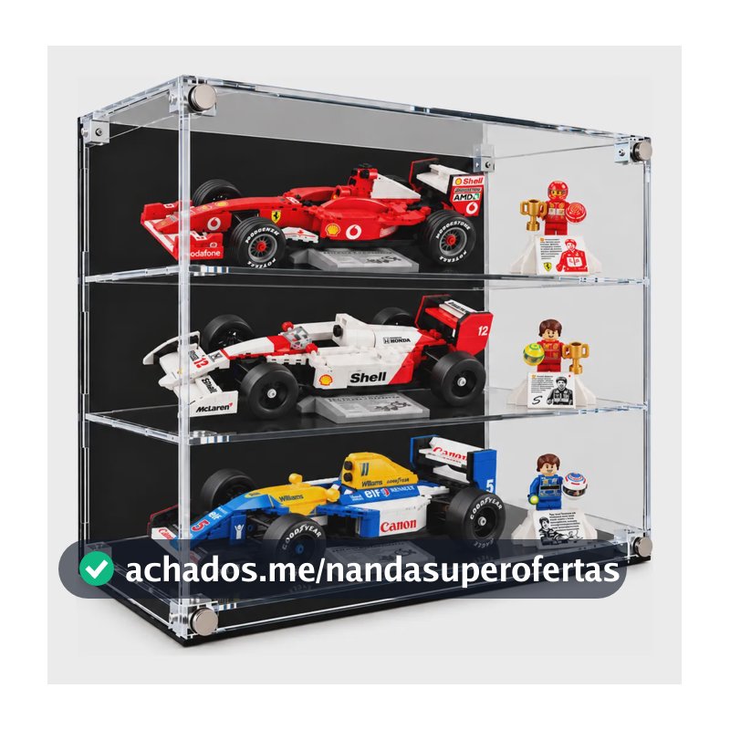 Expositor Compatível Lego Icons Senna Schumacher Proteção Uv Para 03 Icons