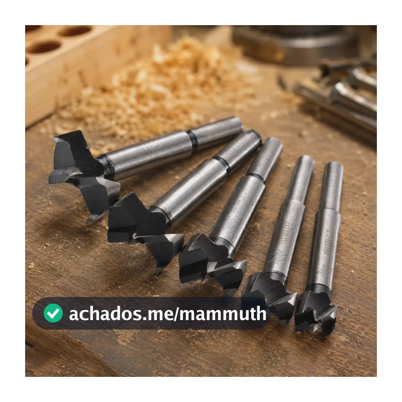 Jogo Brocas Forstner Madeira 5 Peças 15mm 20mm 25mm 30mm 35mm Aço Hss Perfuração Precisa Marcenaria Furo Limpo Furadeira Bancada Kit Profissional