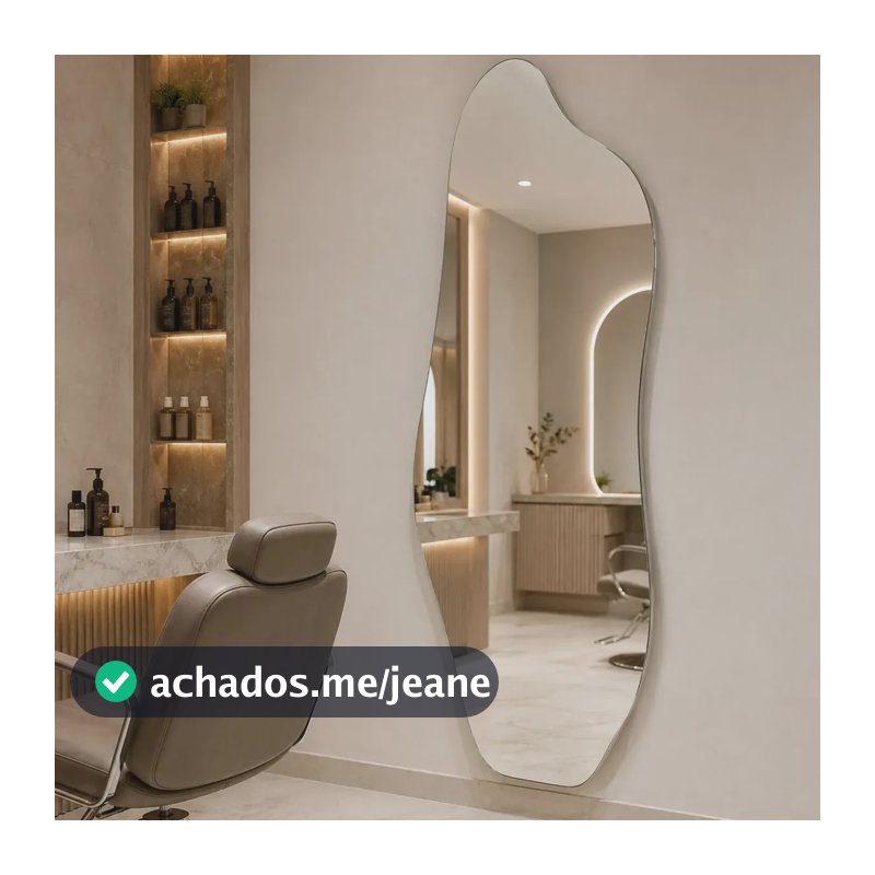 Espelho 90x40 Orgânico Grande Corpo Inteiro Quarto - Suporte