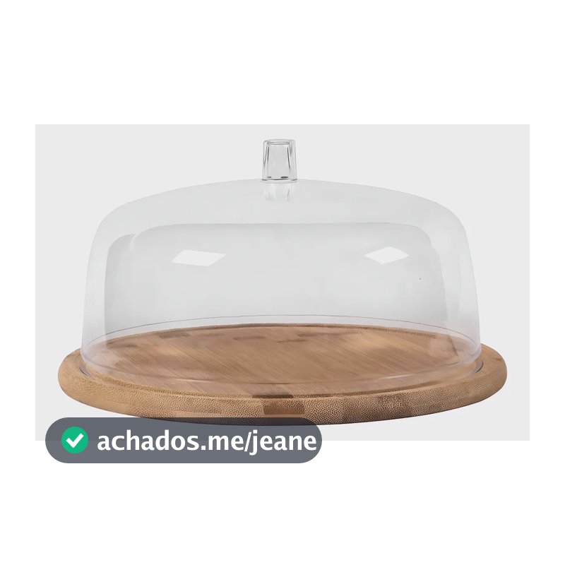 Boleira Porta Bolo Em Bambu Sense 27,5cm C Cúpula Natural Ou