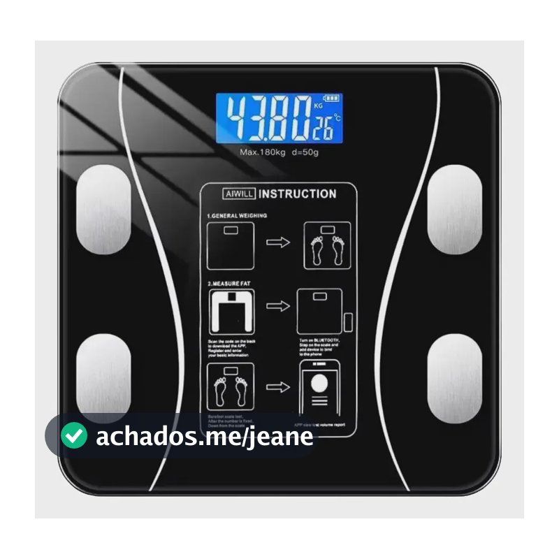 Balança Bioimpedância Digital Preta Bluetooth App Gratuito P/ Android E Ios Cor Preto Antiderrapante Inbody Pediatrica Profissional Academia Nutricionista