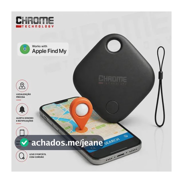 Mini Localizador Rastreador Smart Tag Gps Com Cordão Chaveiro Cor Preto Compatível Com iPhone Apple Chrome Technology