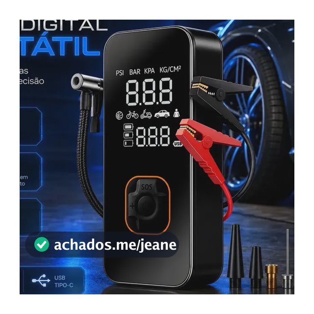 Bomba Elétrica Portátil Digital Para Encher Pneu De Carro Moto Bicicleta Inflador Automotivo Cor Preto