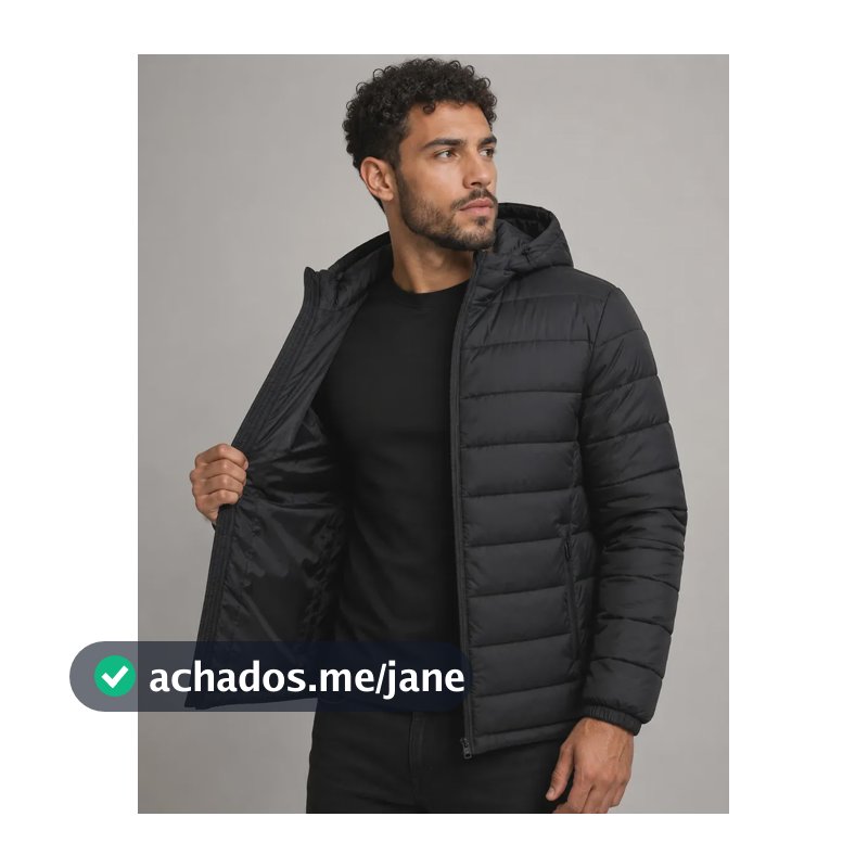 Jaqueta Puffer Bobojaco Corta Vento Nylon Frio Reforçada Preto G