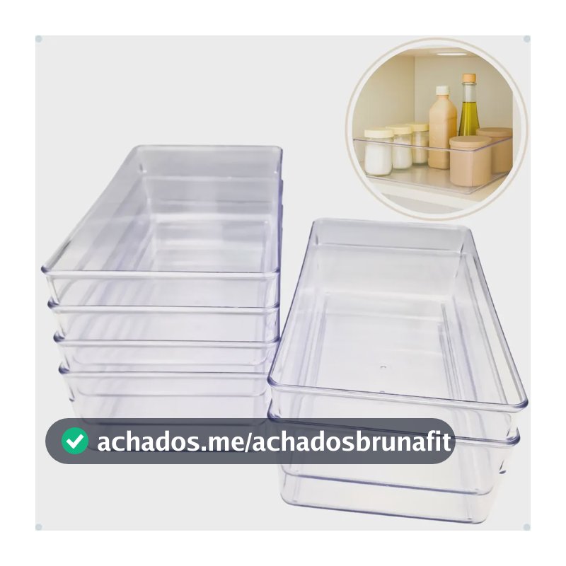 Kit 6 Organizador Armário Geladeira Gaveta Acrílico Multiuso Transparente