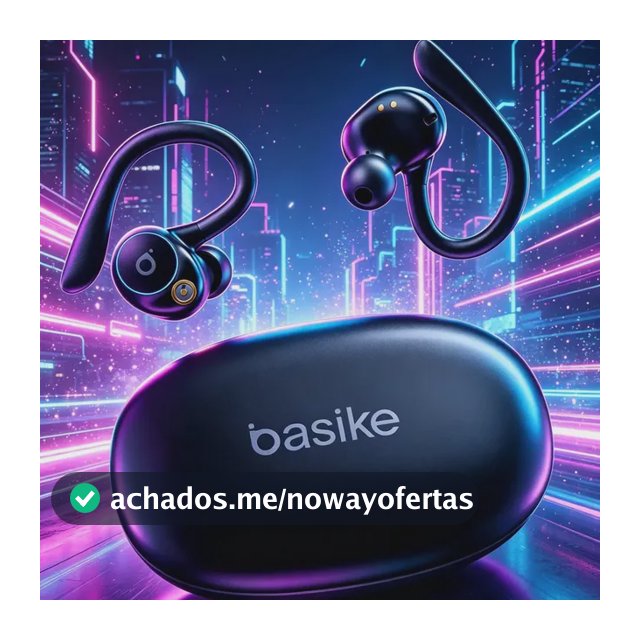 Fone de Ouvido Bluetooth 5.4 TWS com Ear Clip e Gancho, Som HiFi Graves Potentes e 3D, 50h Bateria e Carga Rápida, ENC Cancelamento de Ruído, IPX6 à Prova d'Água – Ideal para Academia e Corrida Basike