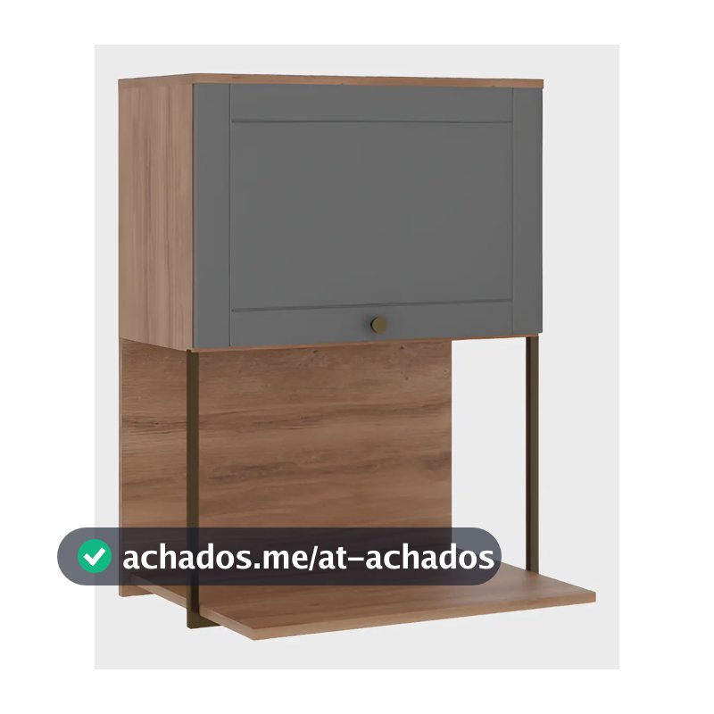 Armário Aéreo Milla 1 Pta Nog/cinza Tubo Ouro Velho Carraro Cinza