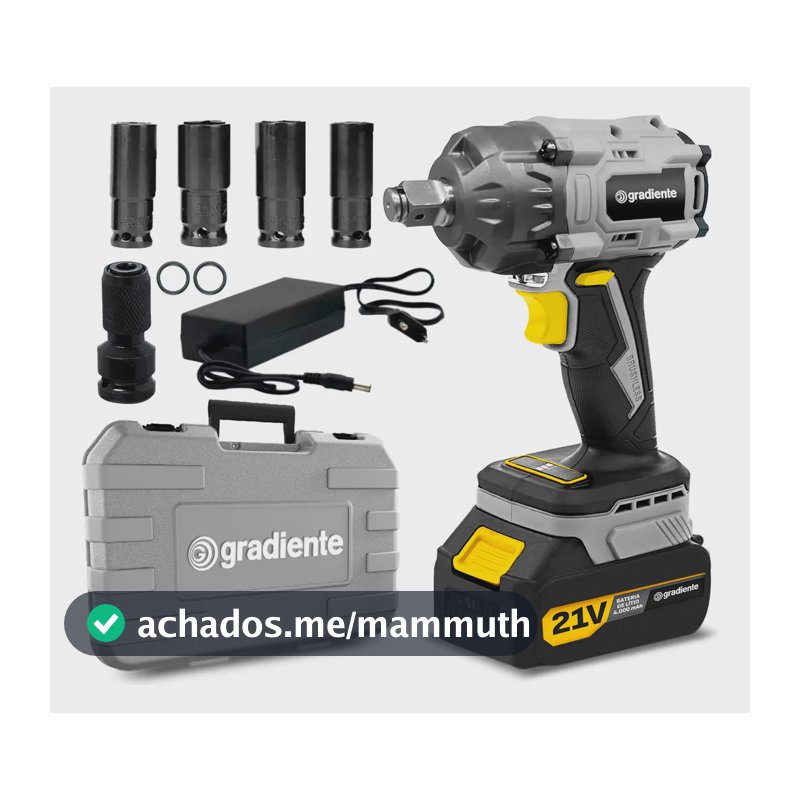 Chave De Impacto Parafusadeira Bateria Lítio 21v Brushless Com Maleta E Soquetes Impacto Gci21v Gradiente Cinza 127/220v 60hz