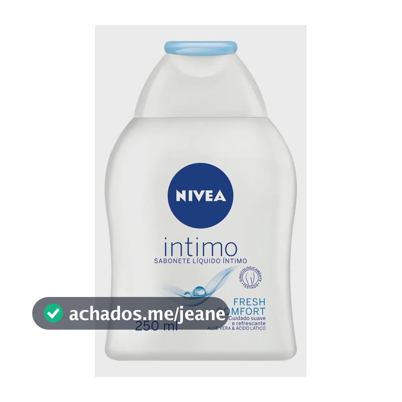 NIVEA Sabonete Líquido Íntimo Fresh Comfort 250ml, Limpeza Suave, Mantém pH Natural, Aloe Vera, Cuidado Refrescante, Uso Diário