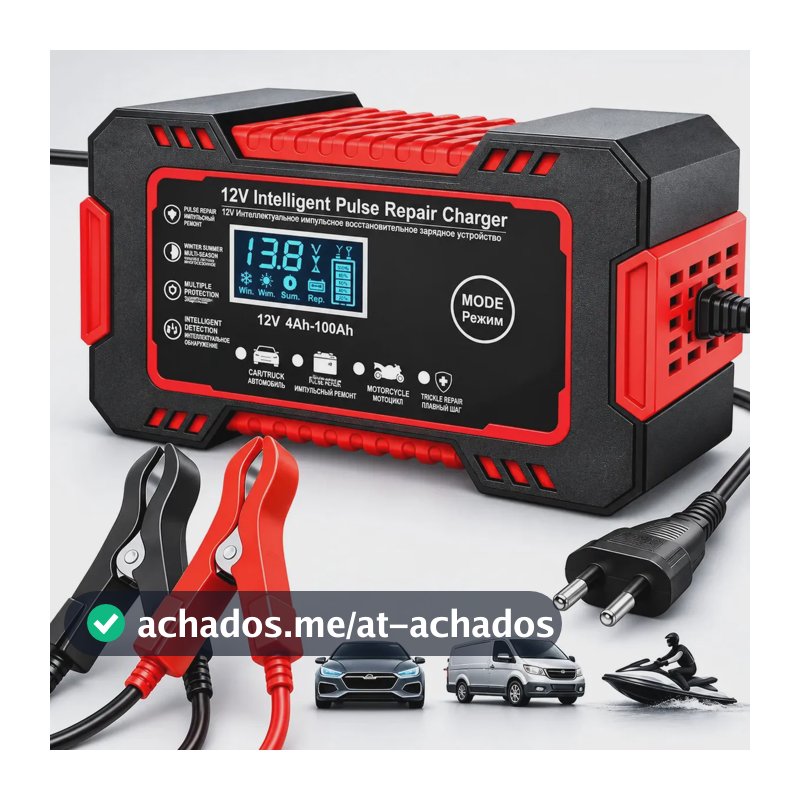 Carregador Inteligente De Bateria Automotiva 12v 6a Bivolt Recupera Baterias 4ah A 100ah Todos Veículos Moto Carro Caminhão Barco Woosh