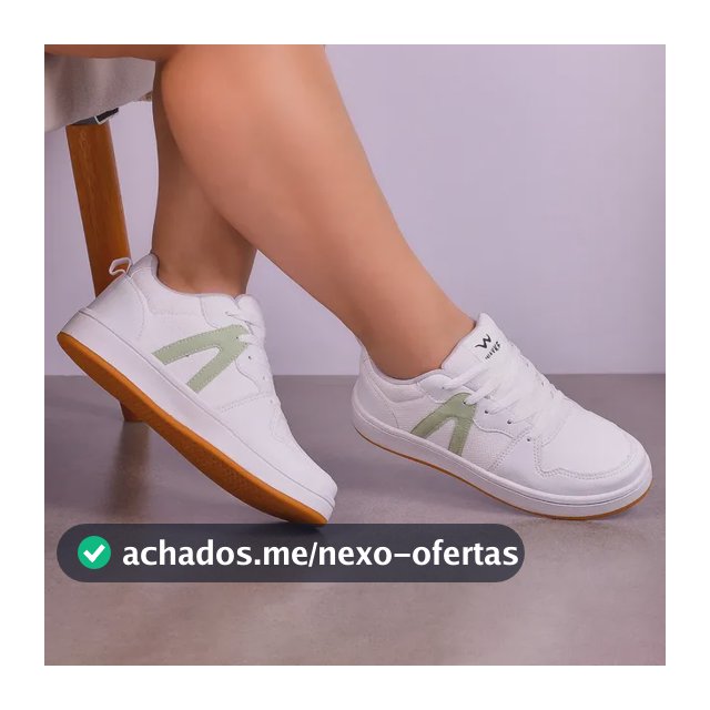 Tênis Feminino Casual Wayke Lançamento Confortável Promocao Branco/verde Liso 36 Br