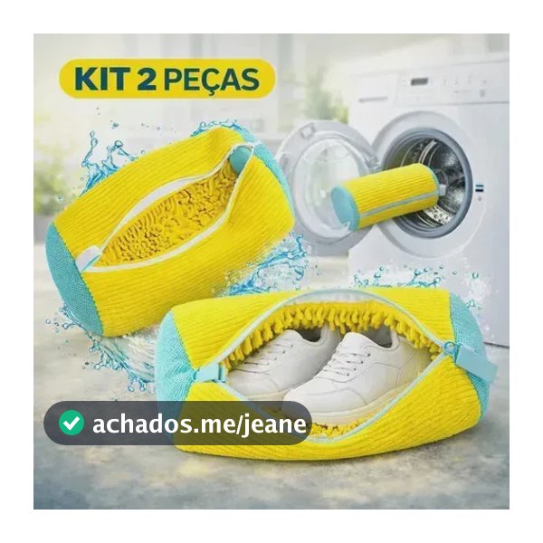 Kit 2 Sacos De Lavagem Tênis Sapatos Multiuso Máquina Lavar amarelo