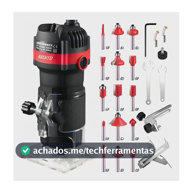 Tupia Laminadora Elétrica de 1000W para Madeira com 15 Fresas e Velocidade Variável