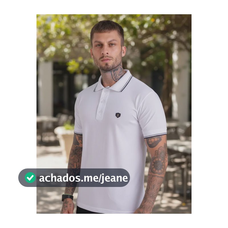 Camisa Polo Masculina Slim Algodão Casual Premium Basica Branco Lisa M
