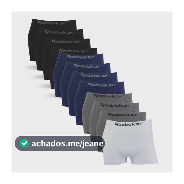 Cueca Boxer Masculina Adulto Reebok Kit 12 Unidades Original