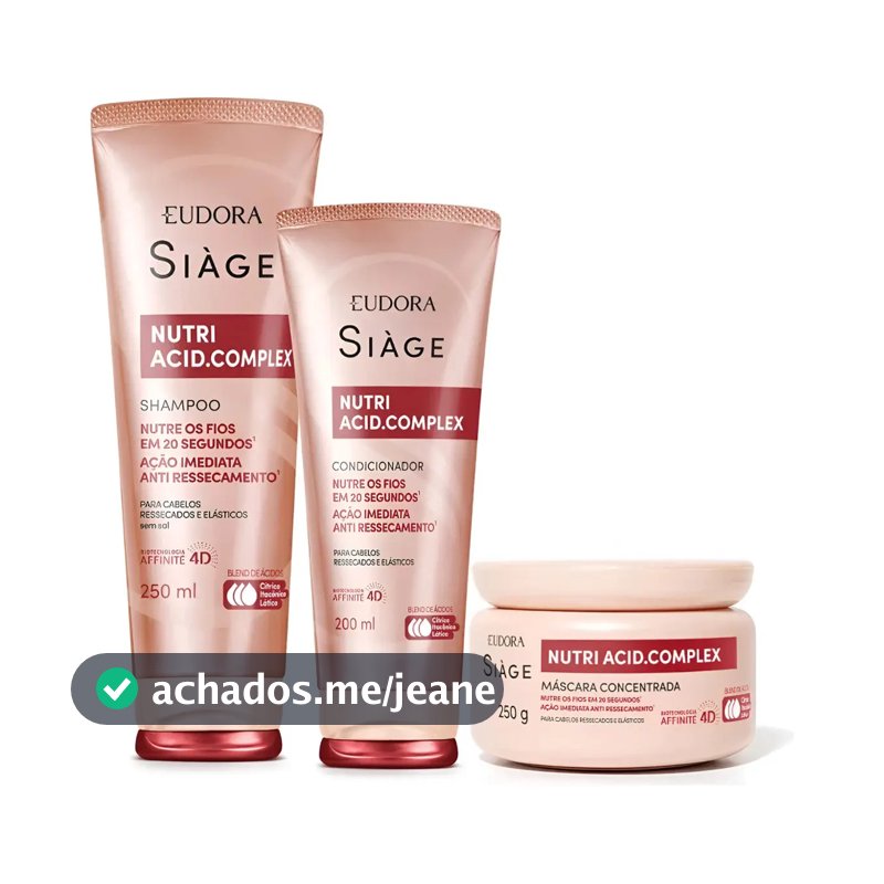 Kit 3 Siàge Nutri Acid Complex Shampoo Condicionador Máscara