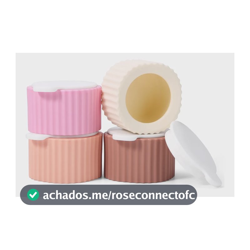 4x Frasco Pote Silicone Viagem Com Tampa Creme Cosmético